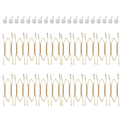  Lodokdre 20 Pieces 6 Inch Invisible Plate Hangers Wall Plate Hangers Brass Wire Plate Holders With 20 Pieces Wall Hooks
