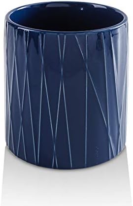  KOOV Kitchen Utensil Holder, Large Ceramic Utensil Crock, Deep And Stable, Utensils Caddy Irregular Striped Series (Aegean)