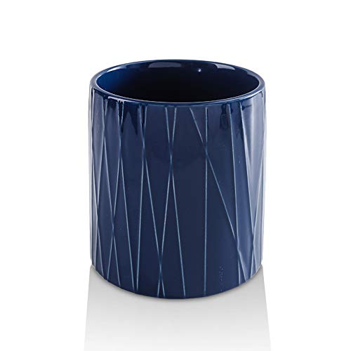  KOOV Kitchen Utensil Holder, Large Ceramic Utensil Crock, Deep And Stable, Utensils Caddy Irregular Striped Series (Aegean)