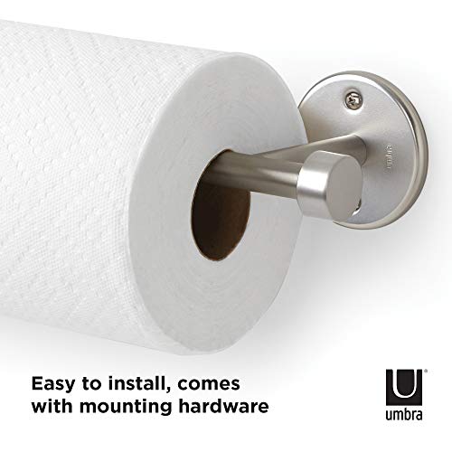 Umbra - 1009237-410 Cappa Paper Towel Holder – Modern Under Cabinet Or Wall Mount Dispenser (Horizontal Or Vertical), 14"L X 4"W X 2.6"H, Nickel