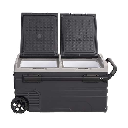  Dual Temperature Control TWW75 Portable Refrigerator 80 Quart(75 Liter) Compact Fridge Mini Freezer For Travel,Camping,Fishing, Outdoor -12/24V DC