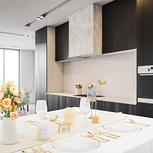  I00000 96 Pcs Plastic Gold Plates, Gold Disposable Plates Includes: 48 Dinner Plates 10.25" And 48 Dessert Plates 7.5 ", Premium Clear Plate Prefect For Wedding, Clear Gold Plates And Salad For Party