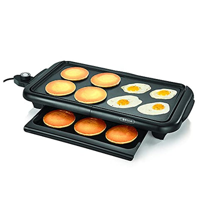 Bella Electric Ceramic Titanium Skillet, Glass Lid Included, 12" X 12", Copper/Black & Electric Griddle W Warming Tray, Healthy-Eco Non-stick Coating, Hassle-Free Clean Up, 10" X 18", Copper/Black