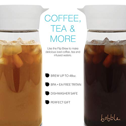  Flip Brew By Zing Anything, Instant Iced Tea Maker, Cold Brew Coffee Maker, Two-in-One Cold Brew Coffee Or Tea Maker, Multi-Purpose Pitcher, Dishwasher Safe, BPA/EA Free Tritan, 48 Oz., White