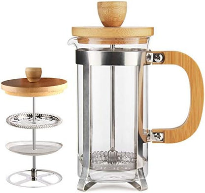  34 OZ Bamboo French Press Stainless Steel High Borosilicate Glass Plastic Free 1000ML Espresso/Tea Maker Coffee Coffee Serving Sets