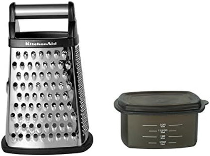 KitchenAid Gourmet 4-Sided Stainless Steel Box Grater With Detachable Storage Container, 10 Inches Tall, Black