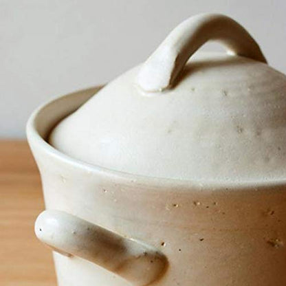  Japanese Donabe Cocer Rice Cooking Pot, 3 Go, 2200cc, White