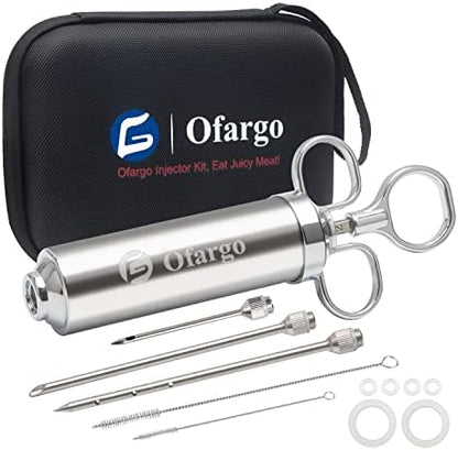  Ofargo Meat Injector, Meat Injectors For Smoking With 3 Marinade Injector Needles; Injector Marinades For Meats, Turkey, Brisket; 2-oz