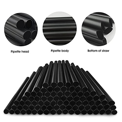  400 Pcs Black Boba Straws Jumbo Smoothie Straws,Individually Wrapped Disposable Plastic Large Wide-mouthed Milkshake Drinking Straws(0.43" Wide X 9.45" Long)