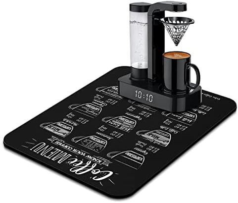  Coffee Bar Mat Accessories For Countertop Super Absorbent Anti-Slip Silicone Dish Drying Mats For Kitchen Counter Draining Pad Decor Gift Fit Coffee Maker Coffee Pot Espresso Machine 19inx12in