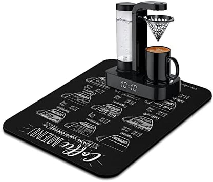 Coffee Bar Mat Accessories For Countertop Super Absorbent Anti-Slip Silicone Dish Drying Mats For Kitchen Counter Draining Pad Decor Gift Fit Coffee Maker Coffee Pot Espresso Machine 19inx12in