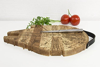  Millennium Falcon Board - Wooden Cutting Board - Engraved Wooden Plate - Rustic Cutting Board - Futuristic Serving Platter - Valentines Gift