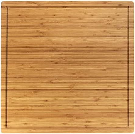  Bamboo Burner Cover Cutting Board, 3-Ply, Large, Square - Grooved/Flat (20"x20"x0.75")