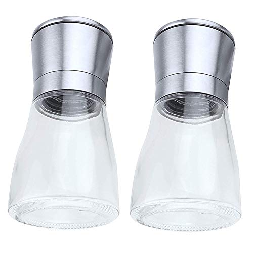  Heaven2017 Spices Salt Pepper Mill Glass Manual Grinder Shakers Set