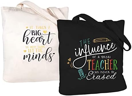  ELEGANTPARK Funny Teacher Gifts For Women Teacher Appreciation Gifts From Students Birthday Graduation Valentines Day Christmas Gifts For Teacher Tote Bag Black Cotton Canvas With Interior Pocket