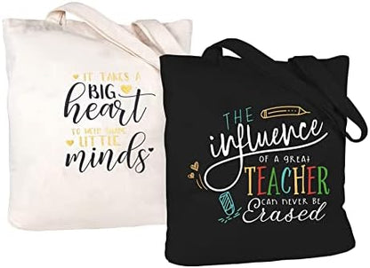  ELEGANTPARK Funny Teacher Gifts For Women Teacher Appreciation Gifts From Students Birthday Graduation Valentines Day Christmas Gifts For Teacher Tote Bag Black Cotton Canvas With Interior Pocket