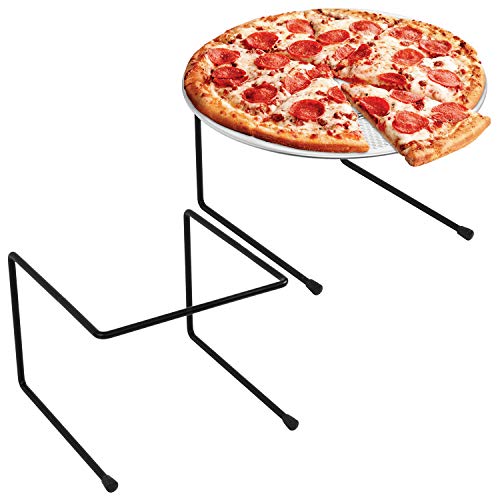  Set Of 4 Black Metal Pizza Pan Riser Stands, Tabletop Food Platter Tray Display Racks