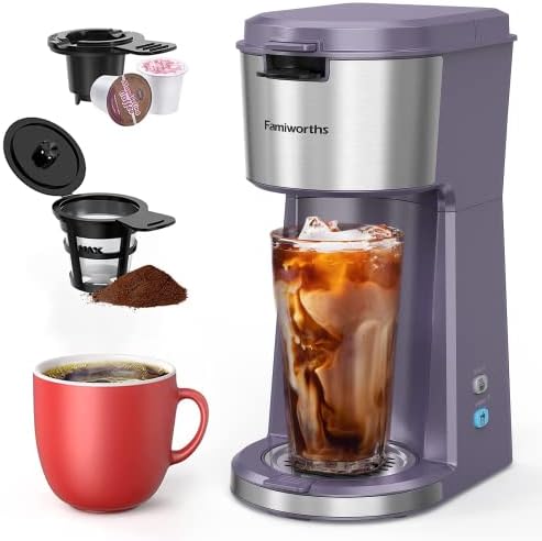  Iced Coffee Maker, Hot And Cold Coffee Maker Single Serve For K Cup And Ground, With Descaling Reminder And Self Cleaning, Iced Coffee Machine For Home, Office And RV