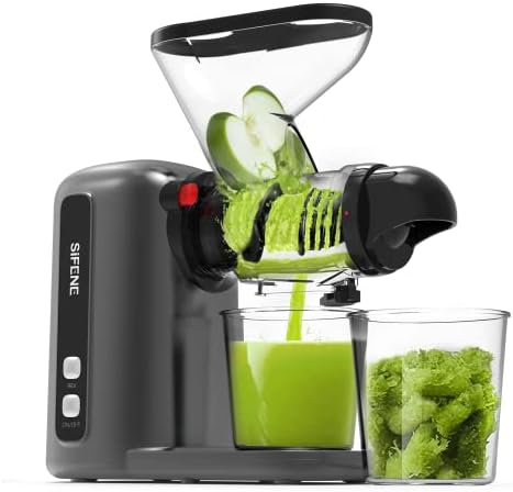  Masticating Juicer Machines, SiFENE Slow Juicer Machines, Compact Design Cold Press Juicer, Dual Feed Chute Masticating Juicer, Juice Maker Extractor, Easy To Clean, Quiet Motor & Reverse Function, Brush& Recipes Included