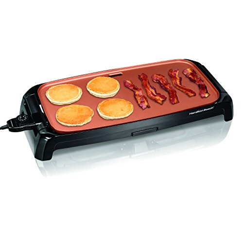 Hamilton Beach Durathon Ceramic Electric Skillet With Removable 12x15” Pan (38529K) & Durathon Ceramic Griddle Electric With 200 Square Inch PTFE & PFOA Free Cooking Surface (38519R)
