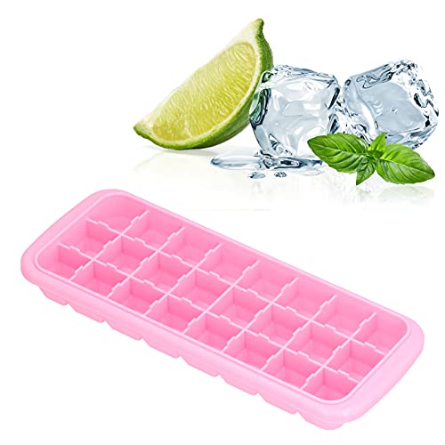  Ice Cube Maker, Easy To Demold Safe And Non Ice Molds 24 Grids Design High And Low Temperature Resistance For Bar For Home Use For Restaurant(Pink)