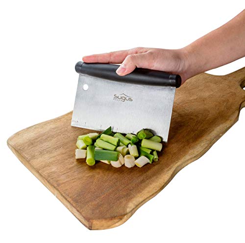  (6.3 X 3.9 X 1.3) Inch Premium 304 Stainless Steel Bench Scraper For Baking/Bench Chopper SUGUS HOUSE, Quick & Easy Multi-purpose Dough Scraper, Dough Cutter & Pastry Scraper