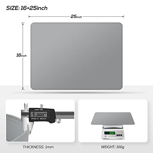  Kitchen Coffee Maker Heat Resistant Mat, Waterproof Silicone Coffee Mat, Fireproof Countertop Protector Cover Mat Under Oven, Coffee Maker, Cutting Board, Bread Machine (Grey, 16"X25")