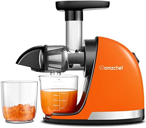  Masticating Juicer Machines, AMZCHEF Slow Cold Press Juicer With Reverse Function, High Juice Yield, Easy Clean With Brush,Recipes For High Nutrient Fruits And Vegetables, Gray(Updated)