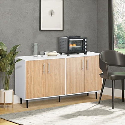  MJWDP Kitchen Sideboard With 4 Door Adjustable Shelves And Metal Legs Living Room Dining Room Auxiliary Furniture