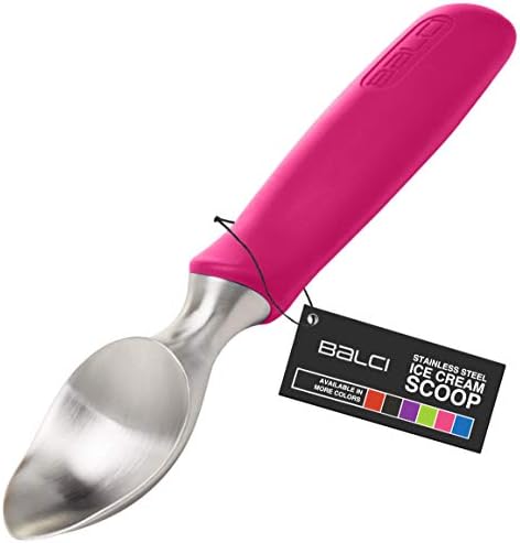  Ice Cream Scoop - Heavy Duty Stainless Steel Icecream Scooper With Non-Slip Rubber Grip - Professional Metal Ice-Cream Spade - Dishwasher Safe – Black