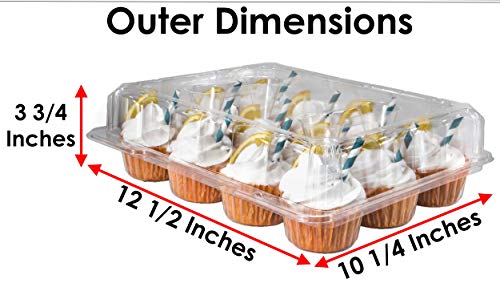 Cupcake Containers 12 Count (pack Of 12), Clear Plastic Cupcake Boxes 12 Count, Deep Dome, Stackable, Disposable & BPA-Free