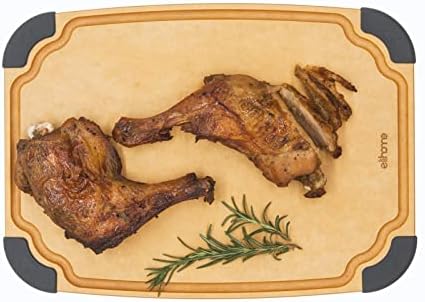  Essential Series Cutting Board For Kitchen- Natural Wood Fiber Composite, Dishwasher Safe, Eco-Friendly, Juice Grooves, Non-slip Feet, Non-Porous, Reversible, BPA Free, Large- 14" X 10")