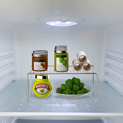  GEDLIRE Kitchen Cabinet Shelf Rack Organizers 2 Pack, Medium (13 X 9.4 Inch) Steel Metal Frame Freezer Wire Storage Shelf Rack, Cupboard Plate Dish Organizer Rack Counter & Pantry Organization, Chrome