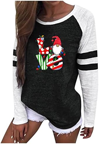  Womens Causal Loose Crewneck Cute Fashion Sweatshirts Long Sleeve Christmas Print Loose Tops Pullover Top Streetwear
