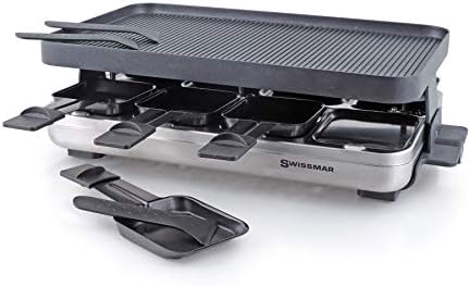  KF-77041 Classic 8-Person Raclette Party Grill With Reversible Cast Aluminum Non-Stick Grill Plate/Crepe Top, Black
