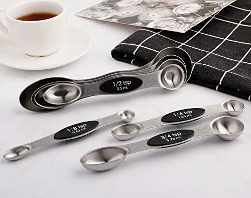  Magnetic Measuring Spoons Set Of 7 Stainless Steel Metal Double Sided Teaspoon Tablespoon For Dry And Liquid Ingredients
