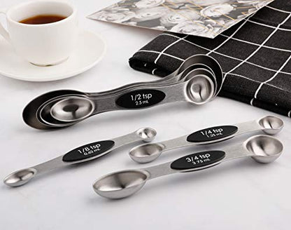  Magnetic Measuring Spoons Set Of 7 Stainless Steel Metal Double Sided Teaspoon Tablespoon For Dry And Liquid Ingredients