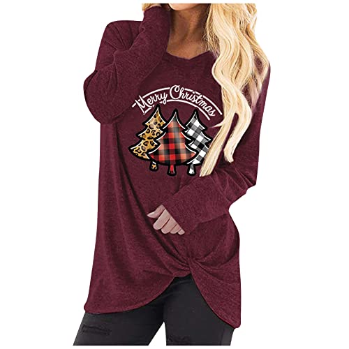  Crewneck Sweatshirts For Women Cute Fashion Sweatshirts Long Sleeve Christmas Print Plus Size Pullover Top Streetwear