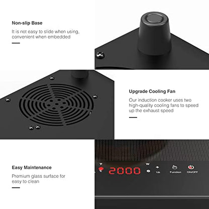  Electric Cooktop, 9 Heating Level, Levels Sensor Touch Control,Child Safety Lock & Timer, 110V Electric Stove