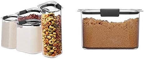 Rubbermaid Container, BPA-Free Plastic, Brilliance Pantry Airtight Food Storage, Brown Sugar (7.8 Cup) & Container, BPA-Free Plastic, Clear Brilliance Pantry Airtight Food Storage, Open Stock, 12 Cup