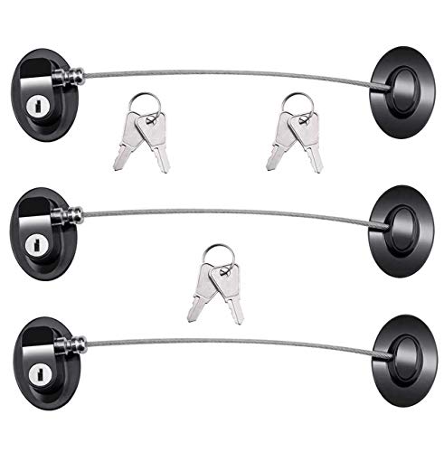  4 Pack Refrigerator Locks With 8 Keys,Child Safety Fridge Lock,Refrigerator Lock Combination,Mini Fridge Lock, File Drawer Lock, Toilet Seat Lock With Strong Adhesive By XccMe (Black)