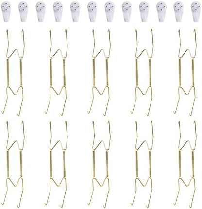  12 Pack Plate Hangers, 6 8 10 Inch Wall Plate Hangers And 16 Pack Wall Hooks, Compatible 6 To 10.5 Inch Decorative Plates, Antique China, Antique Plates And Arts