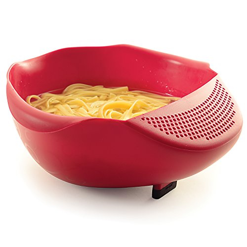  NOR-2176 Plastic Serving Bowl With Strainer , Red