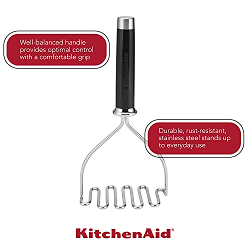  Gourmet Stainless Steel Wire Masher, 10.24-Inch, Black & KE112OHOBA KitchenAid Classic Euro Peeler, One Size Black 2