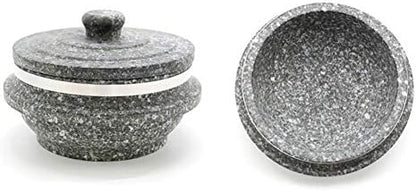  Gopdol Natural Giblet Pot Dolsot Pot With Stone Lid For Nutrition Rice Steamer (Large 7 X 3.5 Inch)