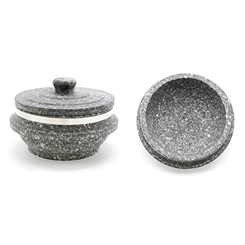  Gopdol Natural Giblet Pot Dolsot Pot With Stone Lid For Nutrition Rice Steamer (Large 7 X 3.5 Inch)