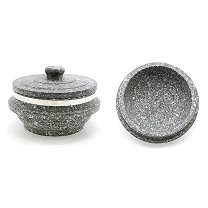  Gopdol Natural Giblet Pot Dolsot Pot With Stone Lid For Nutrition Rice Steamer (Large 7 X 3.5 Inch)