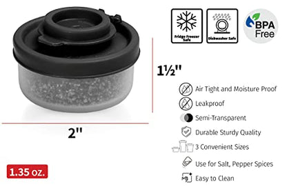  Alt And Pepper Shakers Moisture Proof Mini Salt Shaker To Go Camping Picnic Outdoors Kitchen Lunch Boxes Travel Spice Set Clear With Colored Lids Plastic Airtight Spice Jar Dispenser (Small, 3 Pack)