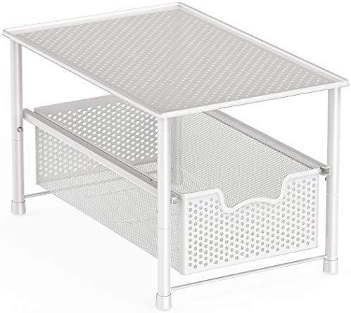  Tackable Under Sink Cabinet Sliding Basket Organizer Drawer, White