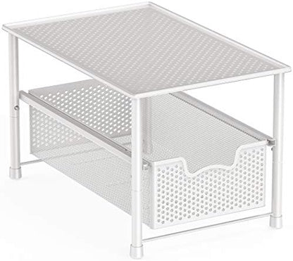  Tackable Under Sink Cabinet Sliding Basket Organizer Drawer, White